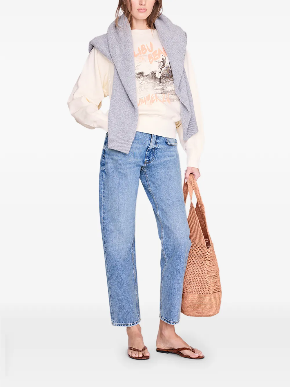 ANINE BING Harry trui met grafische print Beige