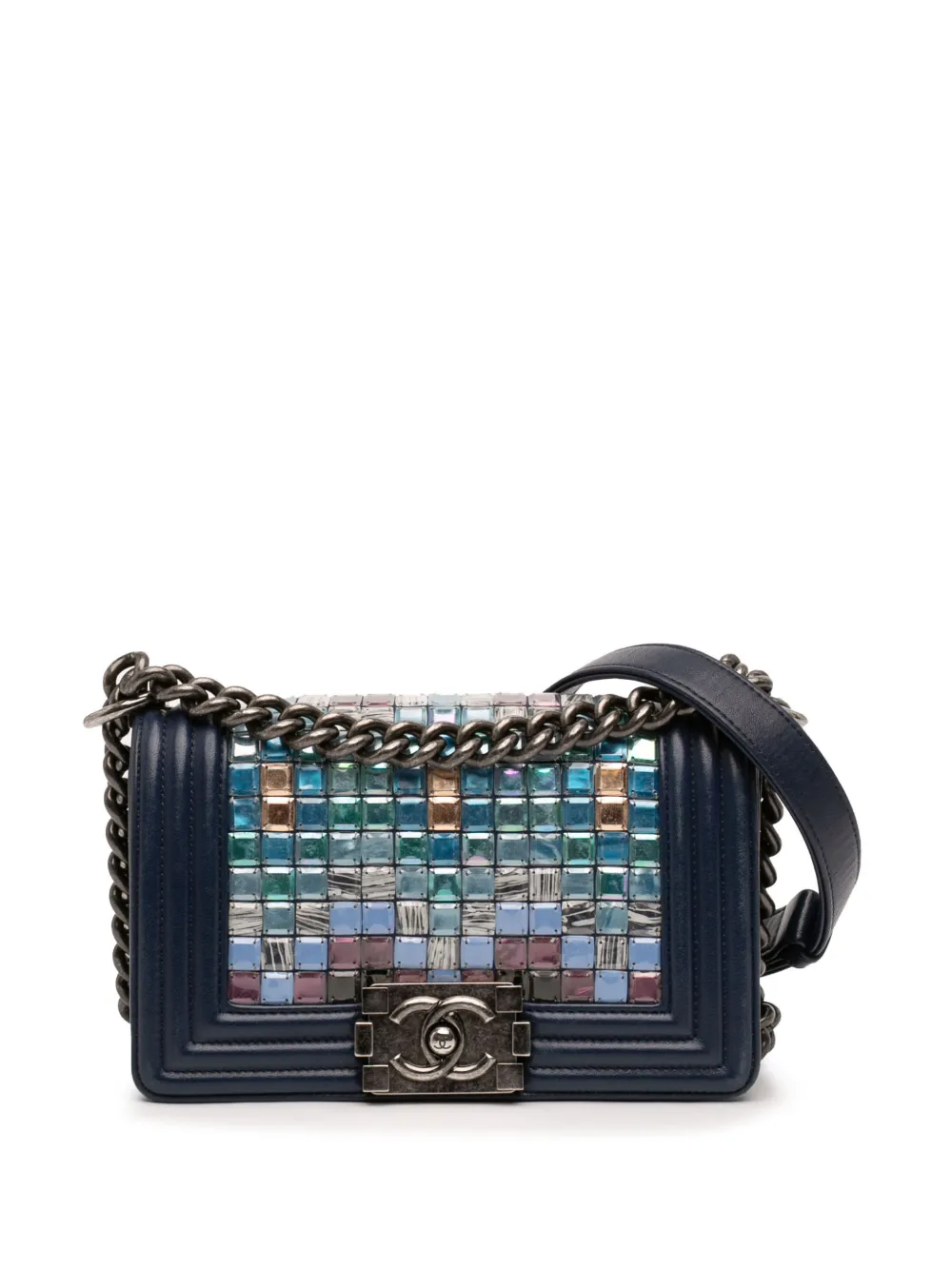 CHANEL Pre-Owned 2015-2016 Small Lambskin Tile Mosaic Boy Flap crossbody bag - Blau