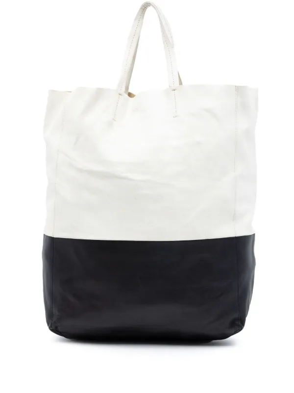 Celine Pre-owned 2011 Bicolor Leather Vertical Cabas Tote Bag in Black