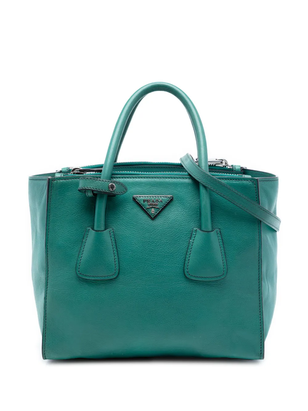 Prada Pre-Owned 2010-2026 Glace Calf Twin Pocket Double Handle satchel - Verde