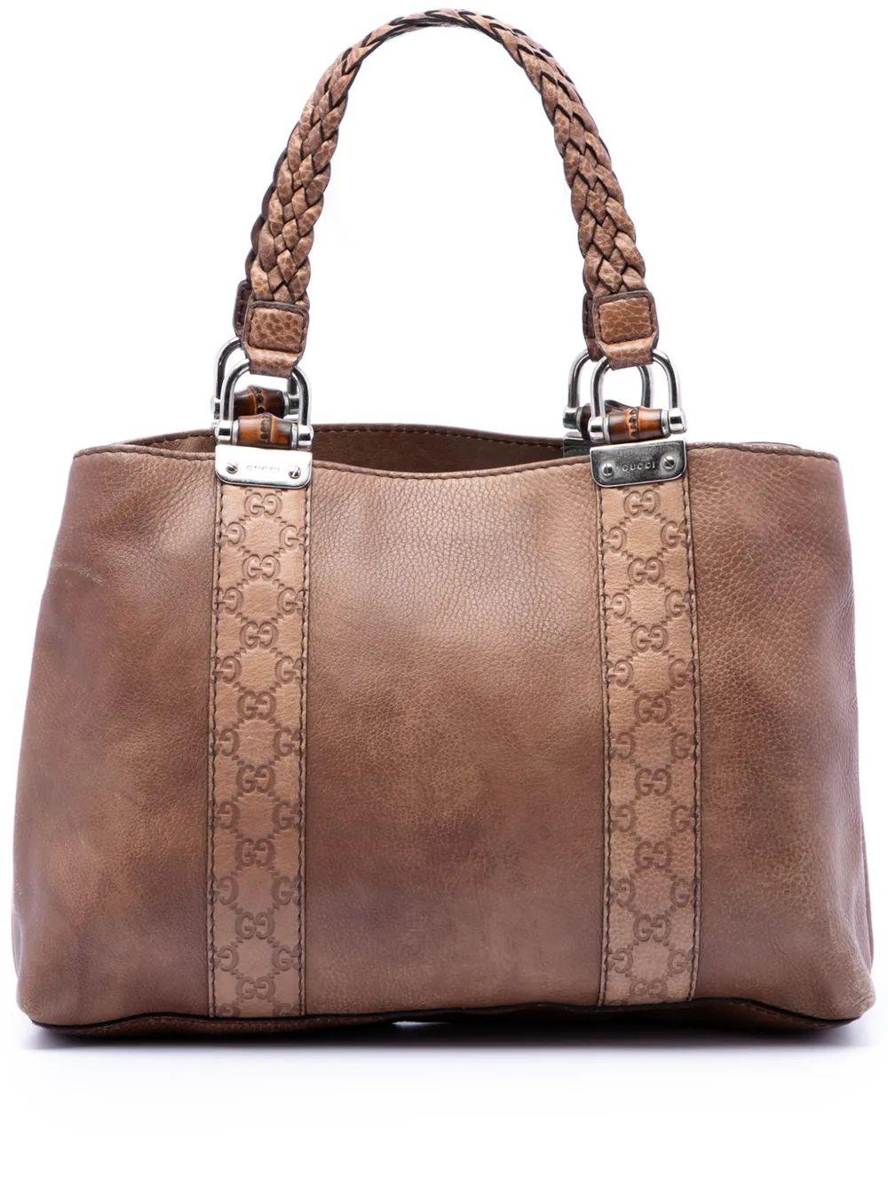 Gucci Pre-Owned 2016-2026 Medium Guccissima Trimmed Leather Bamboo Libeccio tote bag - Marrone