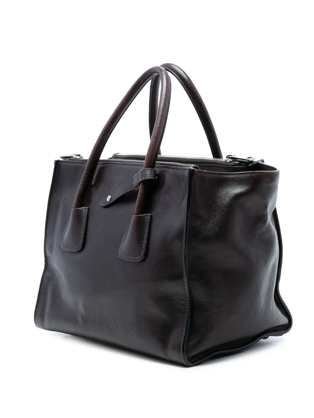  Prada Pre-owned Sac à Bandoulière Glace Twin Pocket Double Handle En Cuir De Veau Glacé (2010-2026) - Marron 