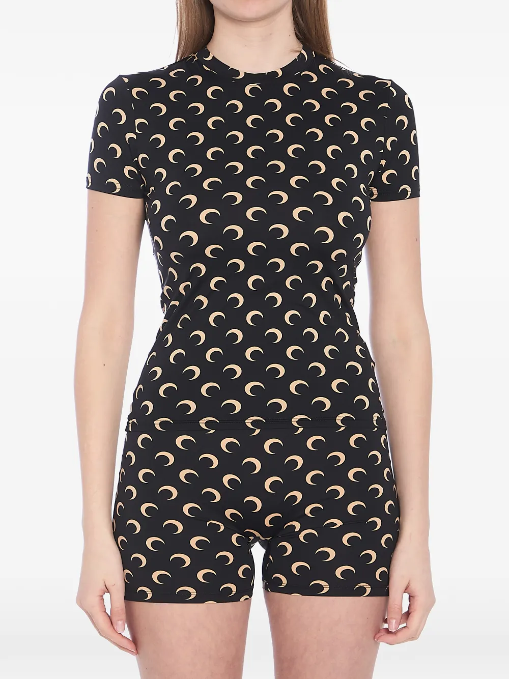Marine Serre Moon-print short-sleeve top - Schwarz