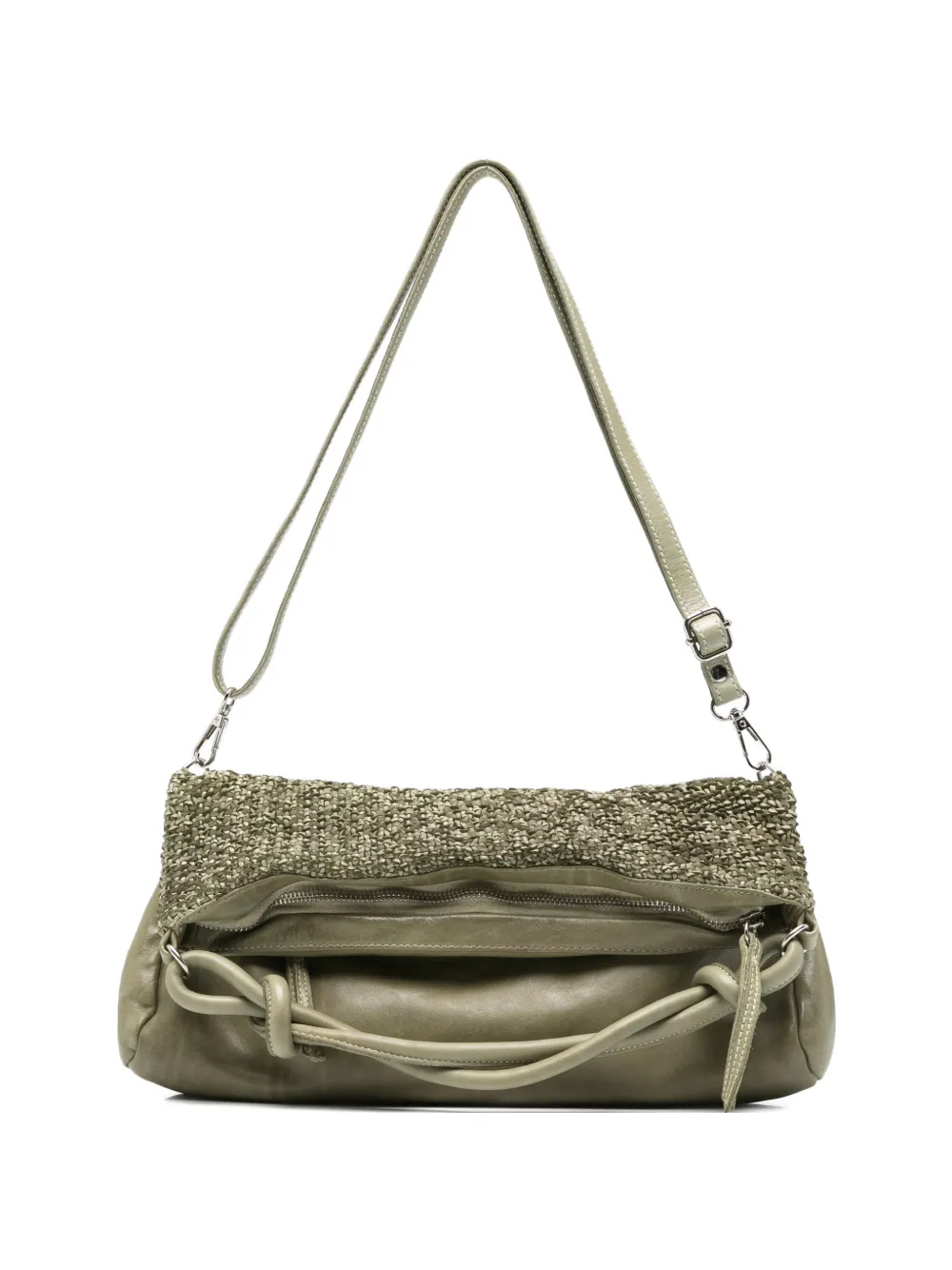 Reptile's House Sienna woven-panel leather shoulder bag - Verde