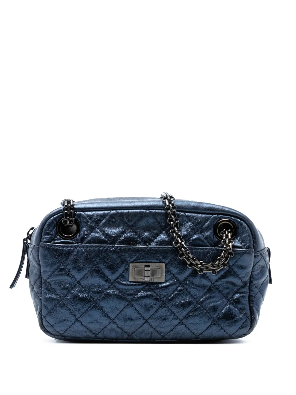 CHANEL Pre-Owned 2008-2009 Small Metallic Quilted Aged Calfskin Reissue Camera Bag shoulder bag - Blau