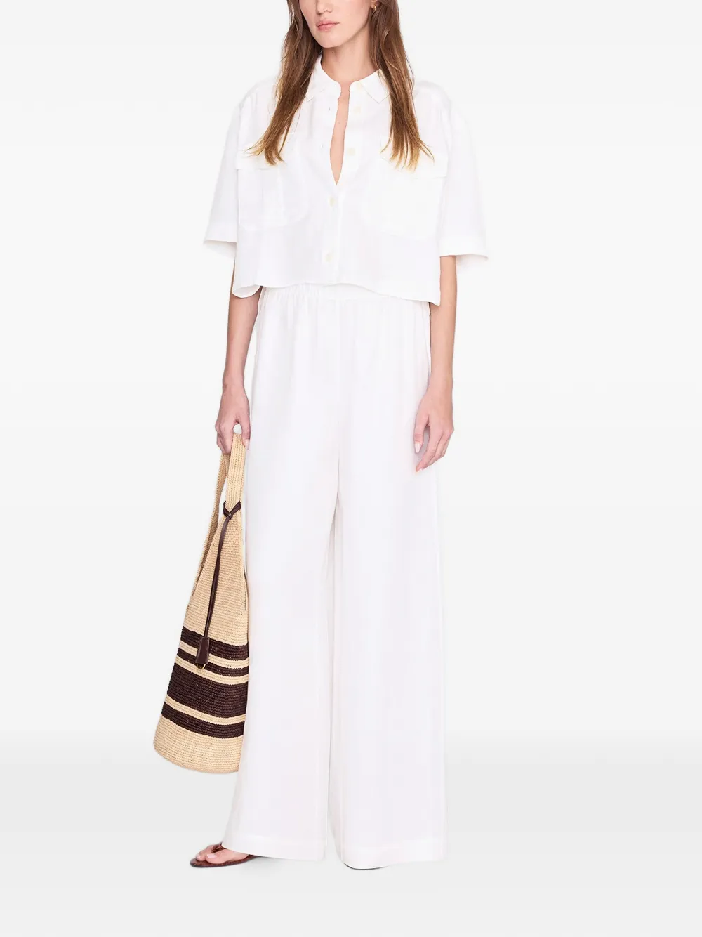 ANINE BING Edith cropped blouse Wit