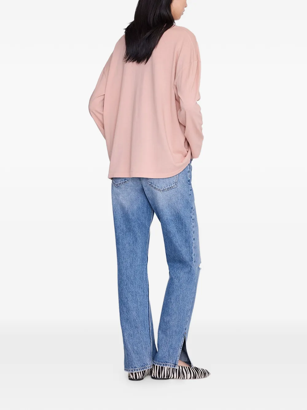 ANINE BING Ivan Katoenen T-shirt met lange mouwen Roze