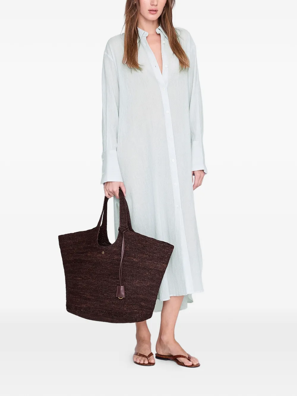 ANINE BING Lili geweven raffia shopper Bruin