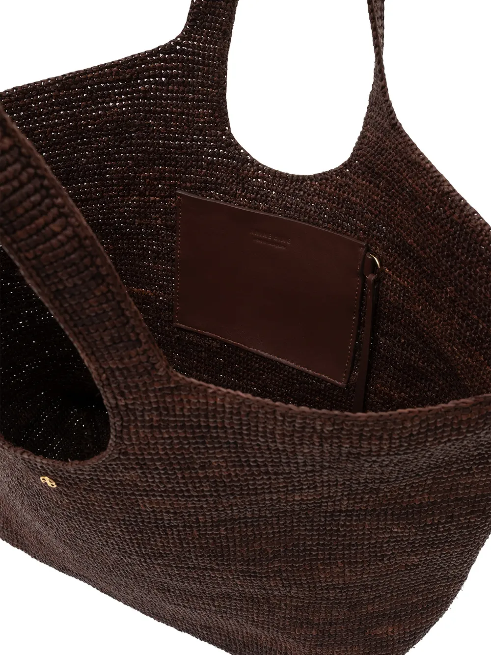 ANINE BING Lili geweven raffia shopper Bruin