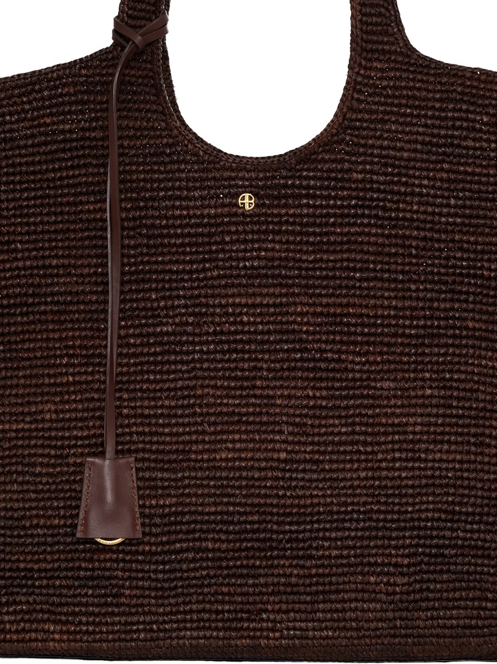 ANINE BING Lili geweven raffia shopper Bruin