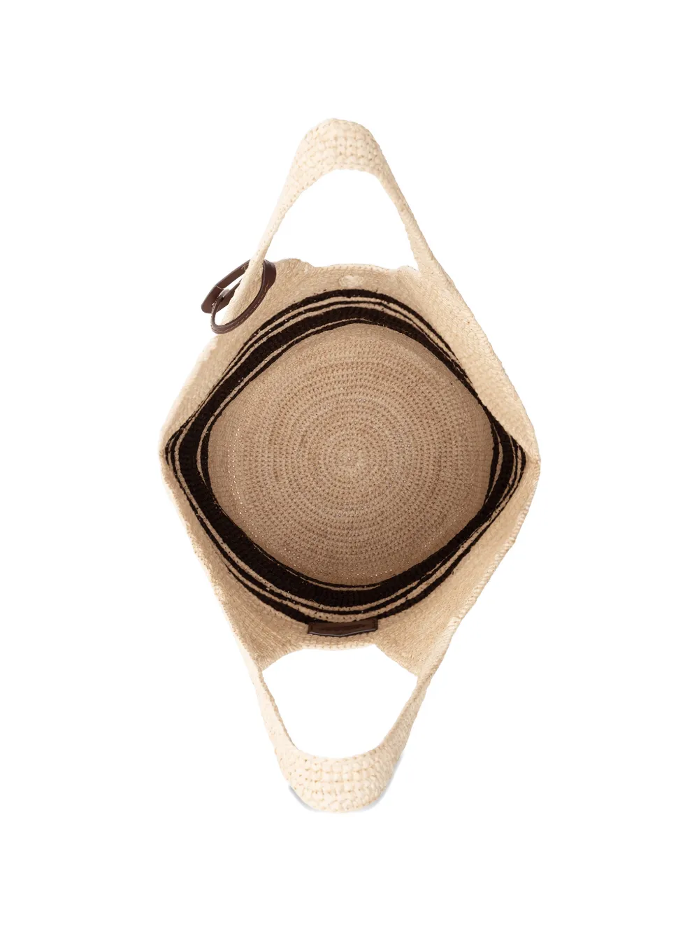 ANINE BING Leah gestreepte raffia shopper Beige