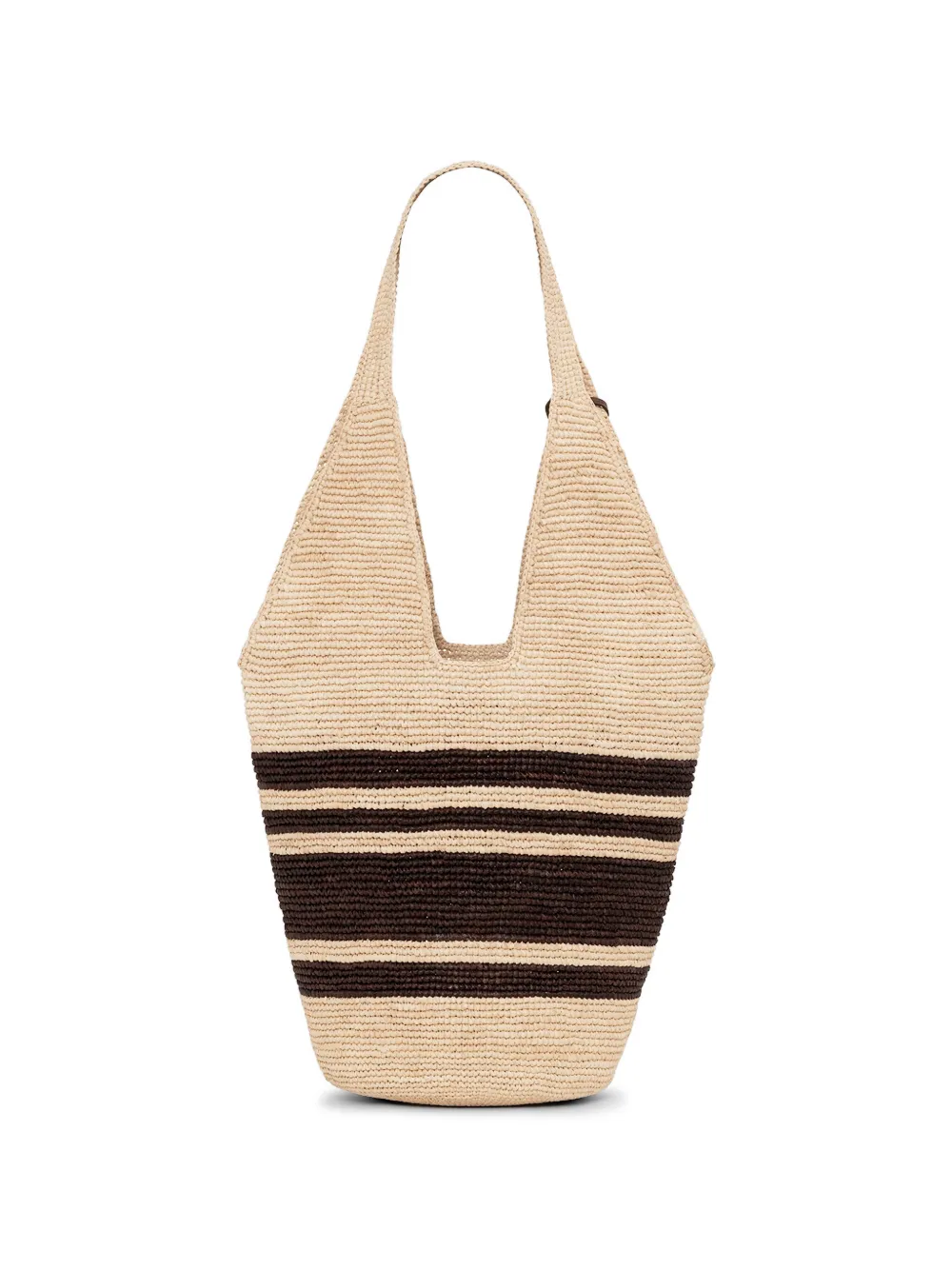 ANINE BING Leah gestreepte raffia shopper Beige