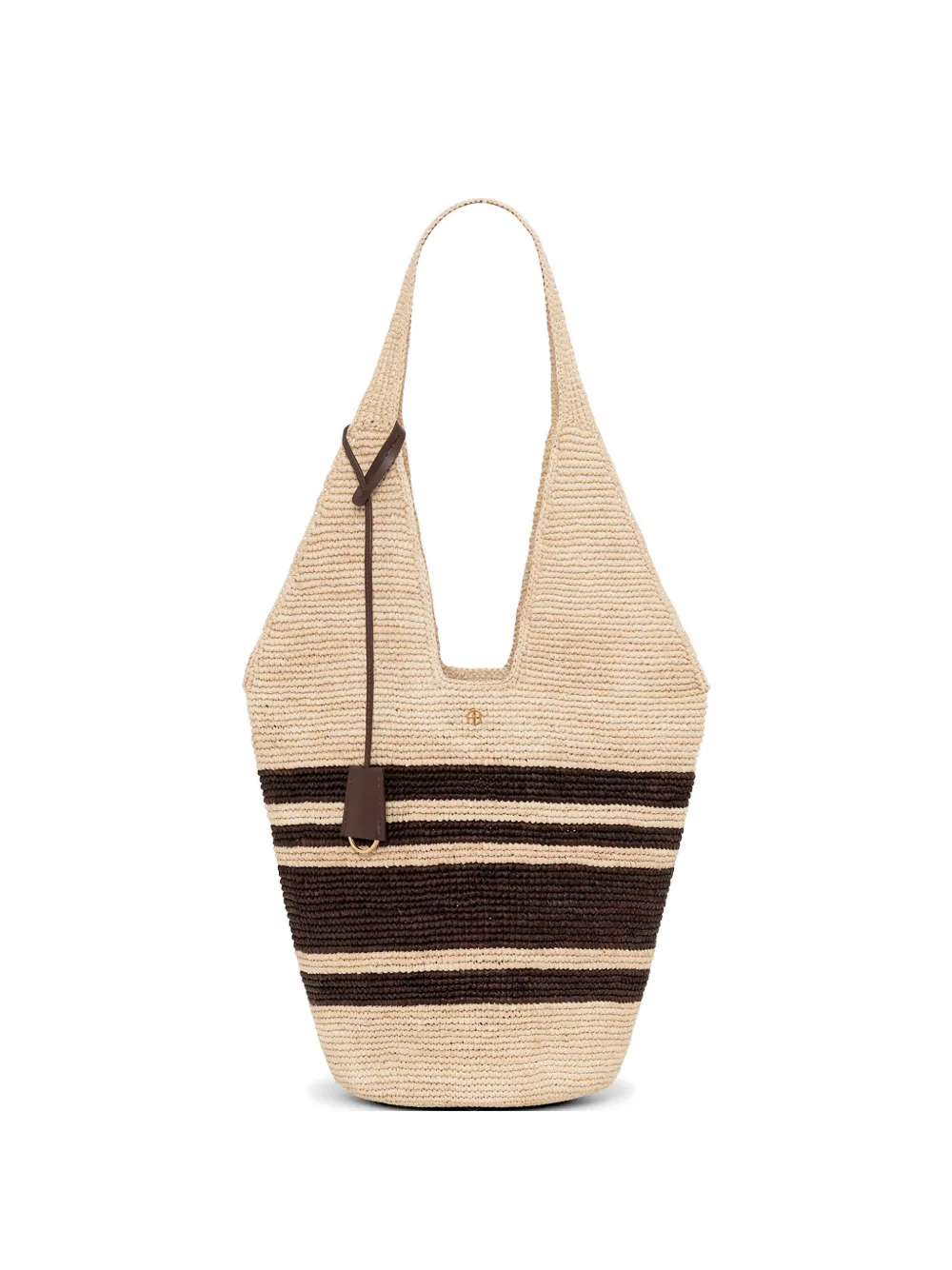 ANINE BING Leah striped raffia tote bag - Toni neutri