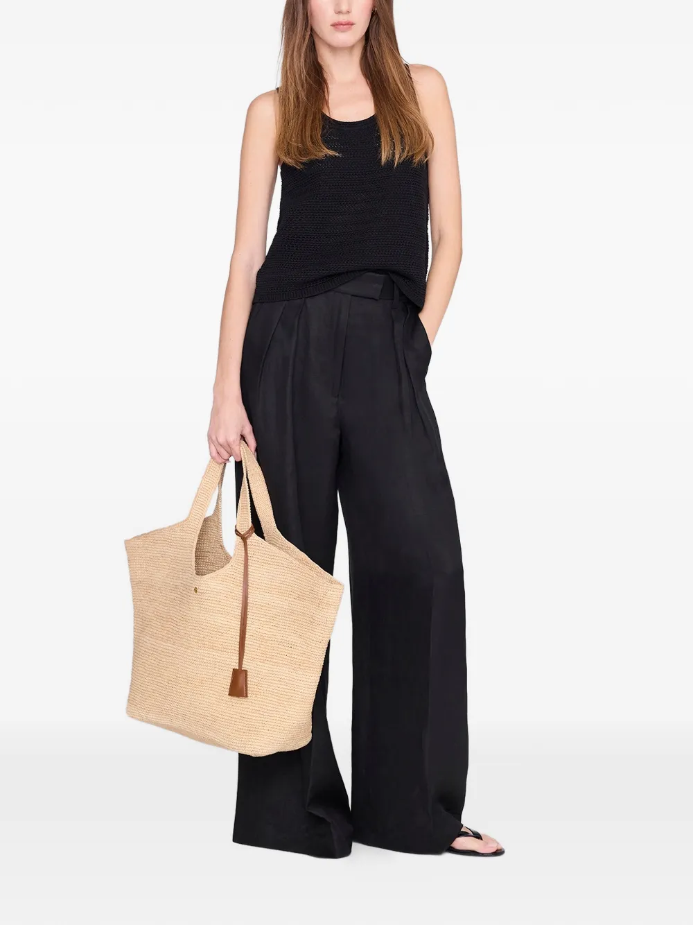 ANINE BING Lili raffia shopper Beige