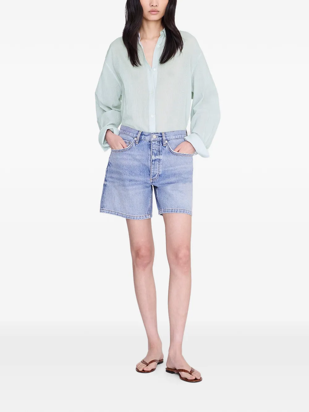 ANINE BING Delaney denim shorts Blauw
