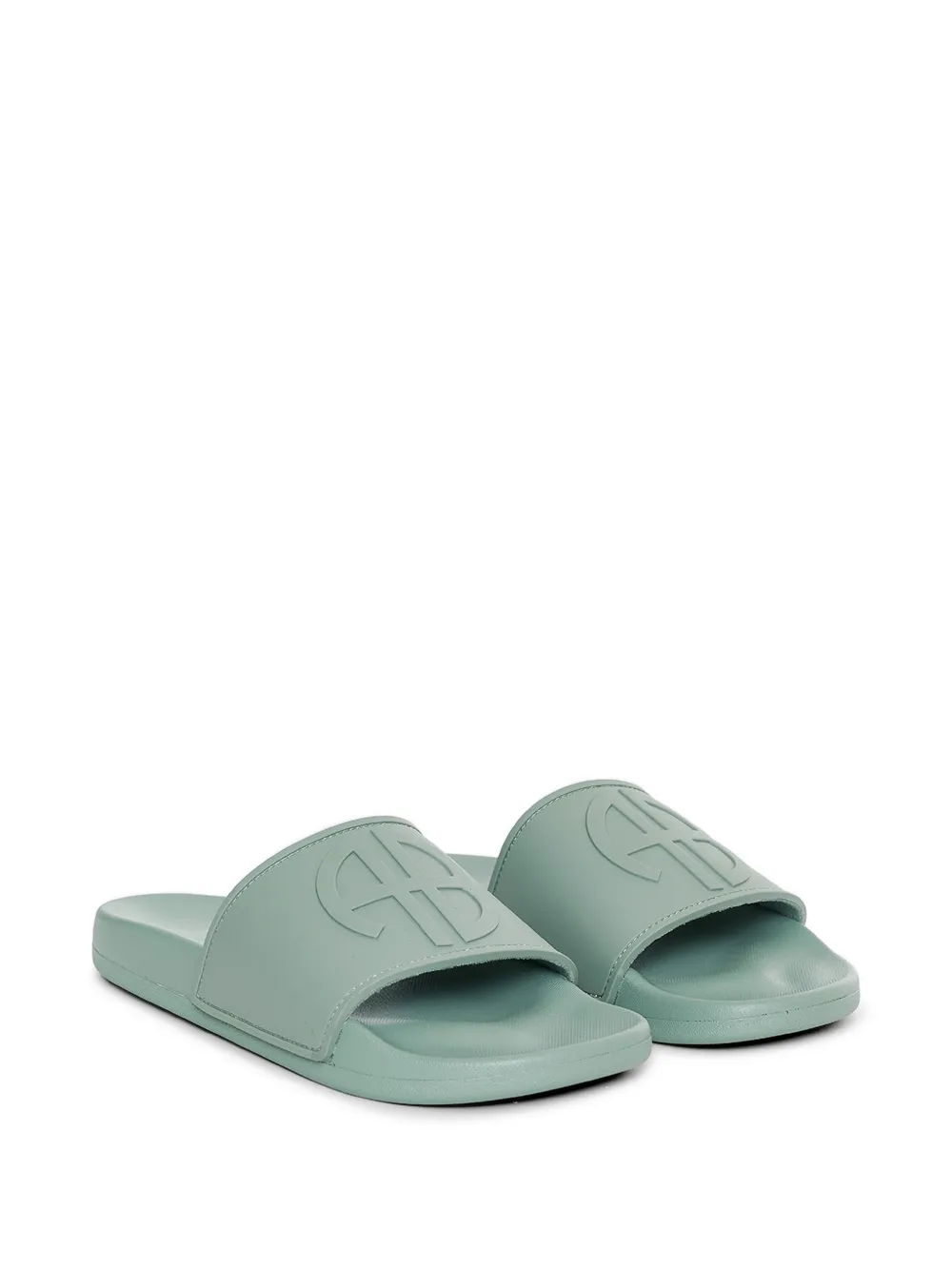 ANINE BING Isla logo-embossed slides Groen