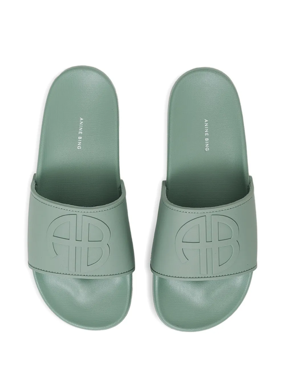 ANINE BING Isla logo-embossed slides Groen