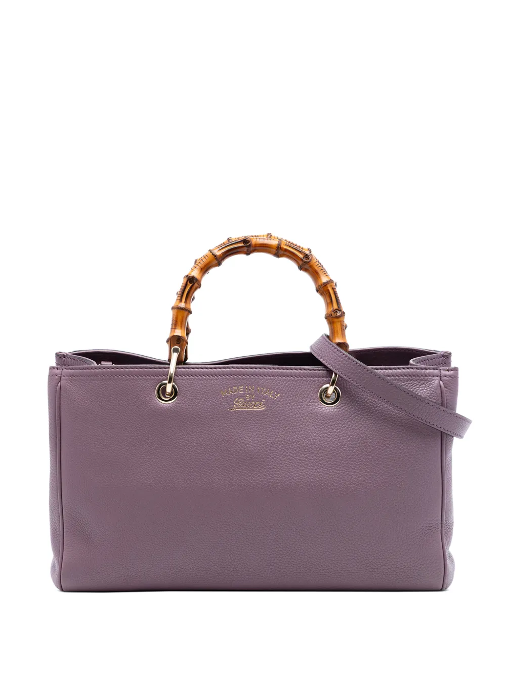 Gucci Pre-Owned 2016-2026 Medium Calfskin Bamboo Shopper satchel - Viola