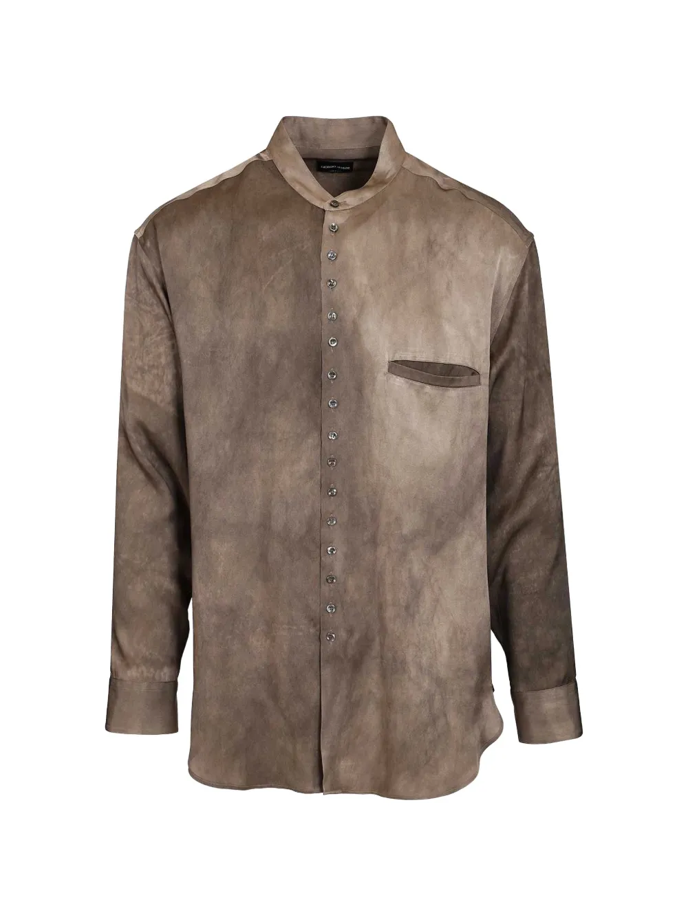 Giorgio Armani mandarin-collar silk shirt - Braun