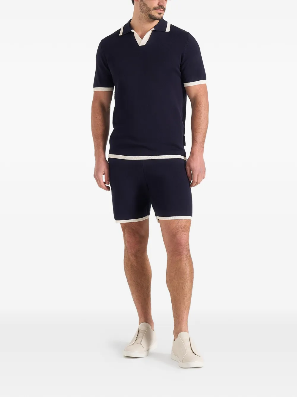 Manière De Voir Regis gebreide shorts met contrastdetail Blauw
