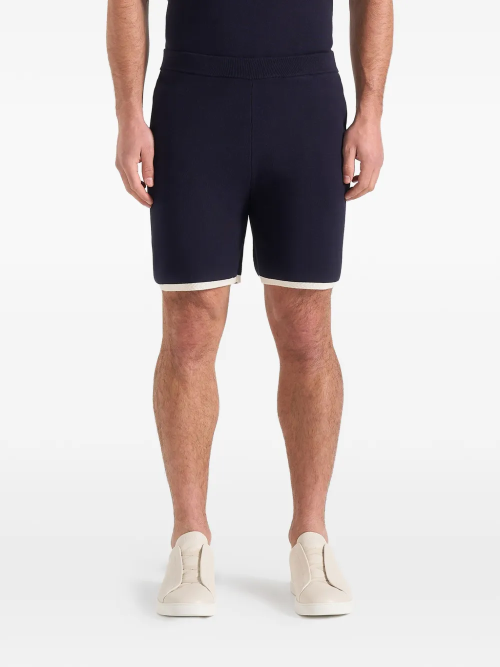 Manière De Voir Regis contrast-detail knit shorts - Blu
