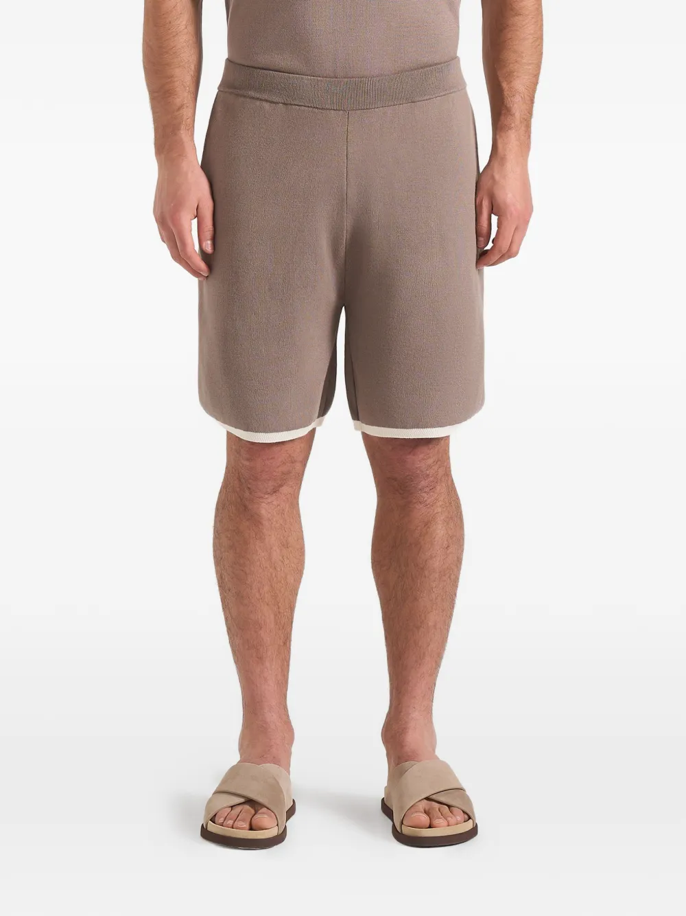 Manière De Voir Regis contrast-detail knit shorts - Marrone