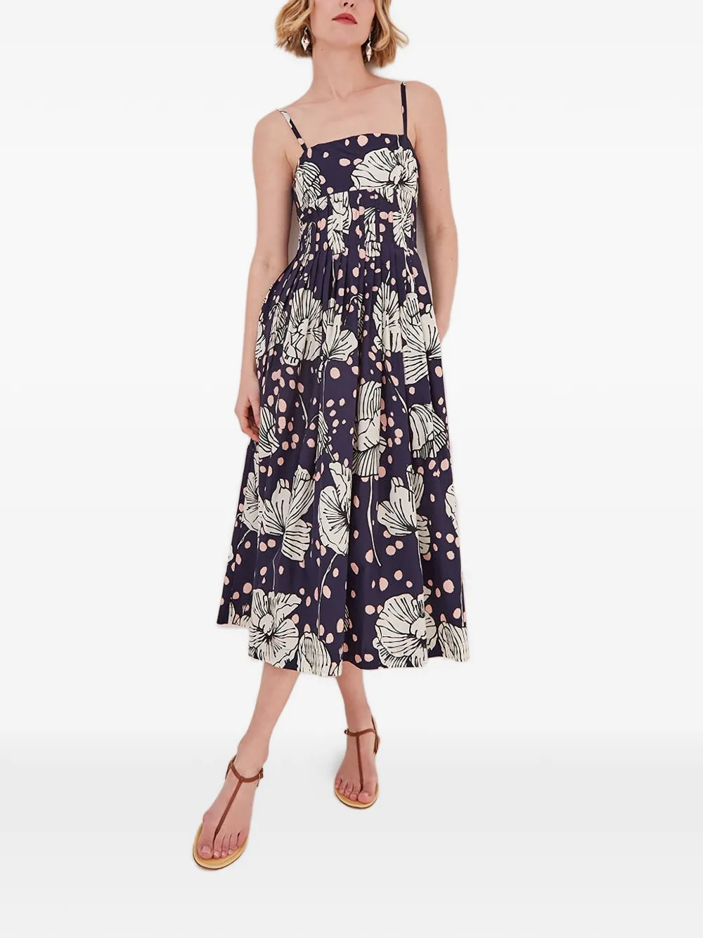 Cara Sea Island geplooide midi-jurk Blauw