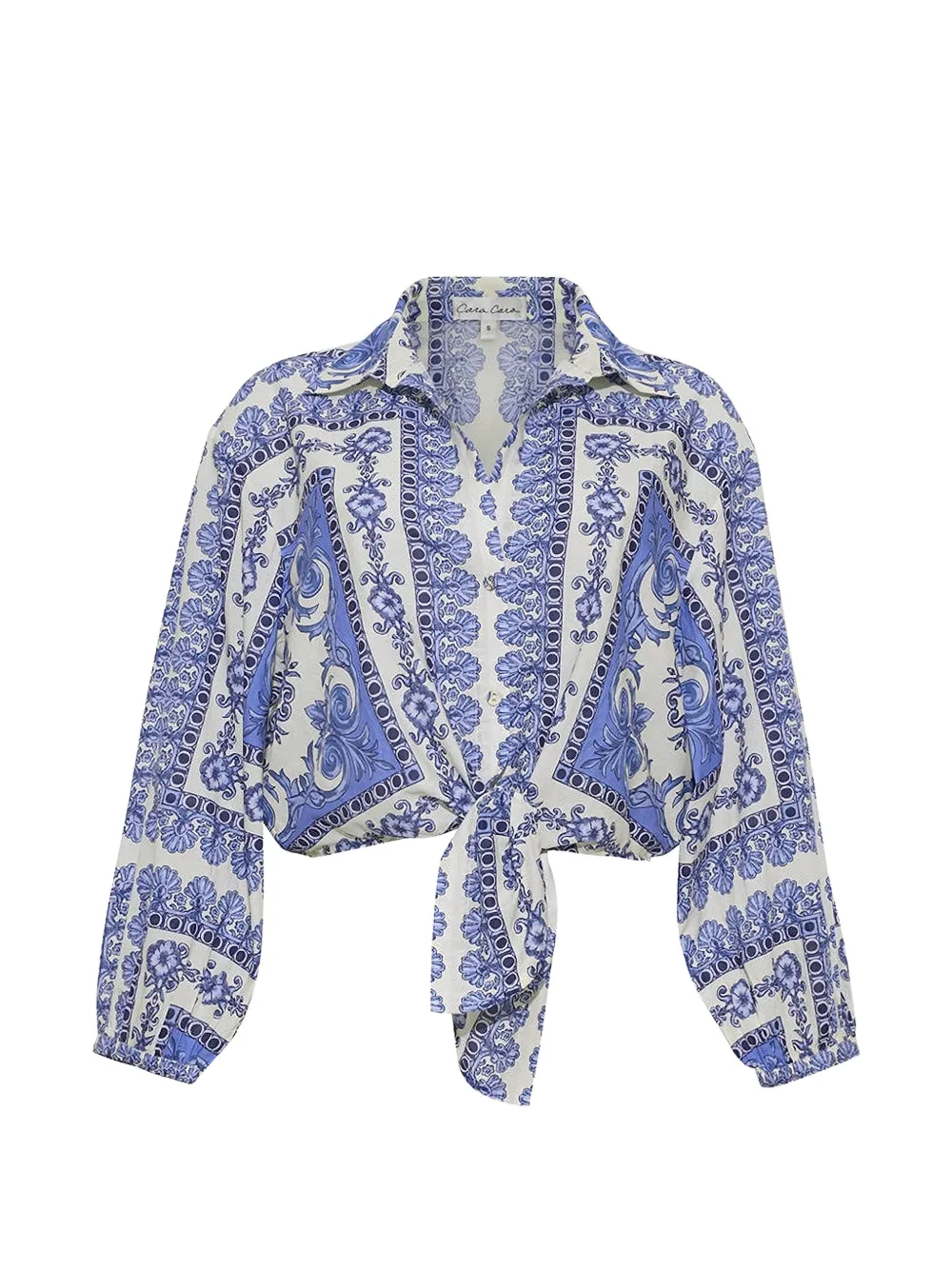 Cara Cara Rumson Tie-front Button-up Shirt In Blue
