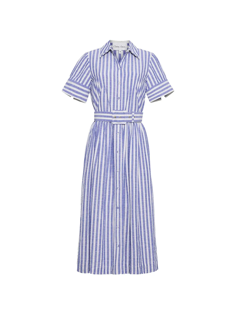 Cara Cara Malena striped seersucker midi dress - Blu