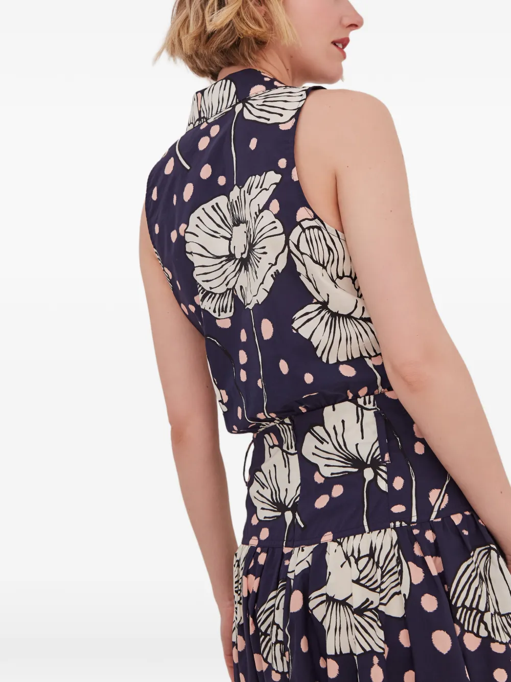 Cara Highland top met bloemenprint en gestrikte taille Blauw