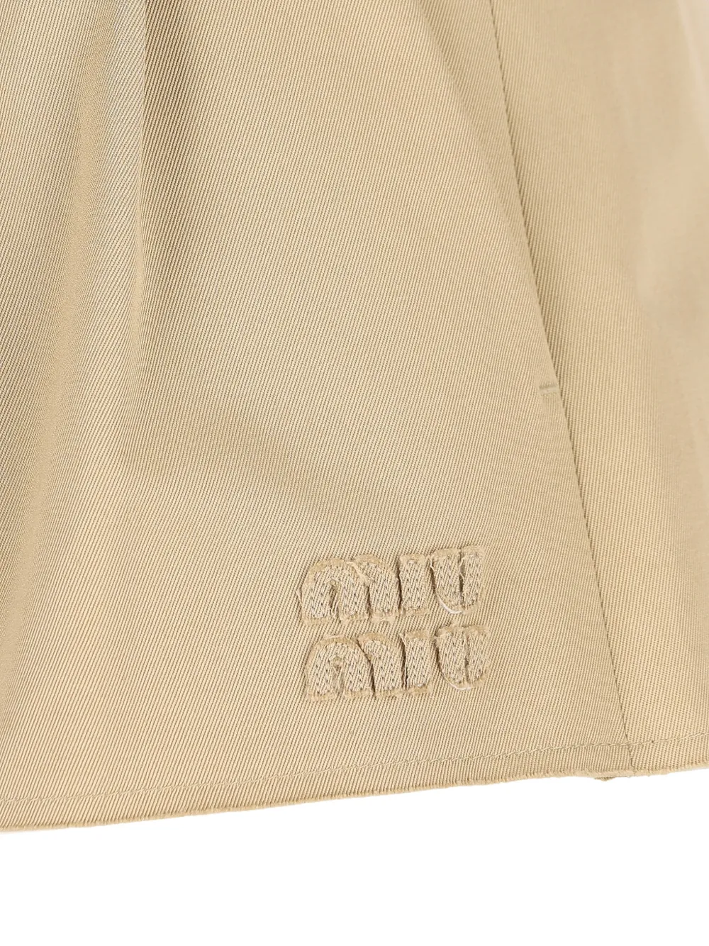 Miu Mini-plooirok met gerafelde afwerking Beige