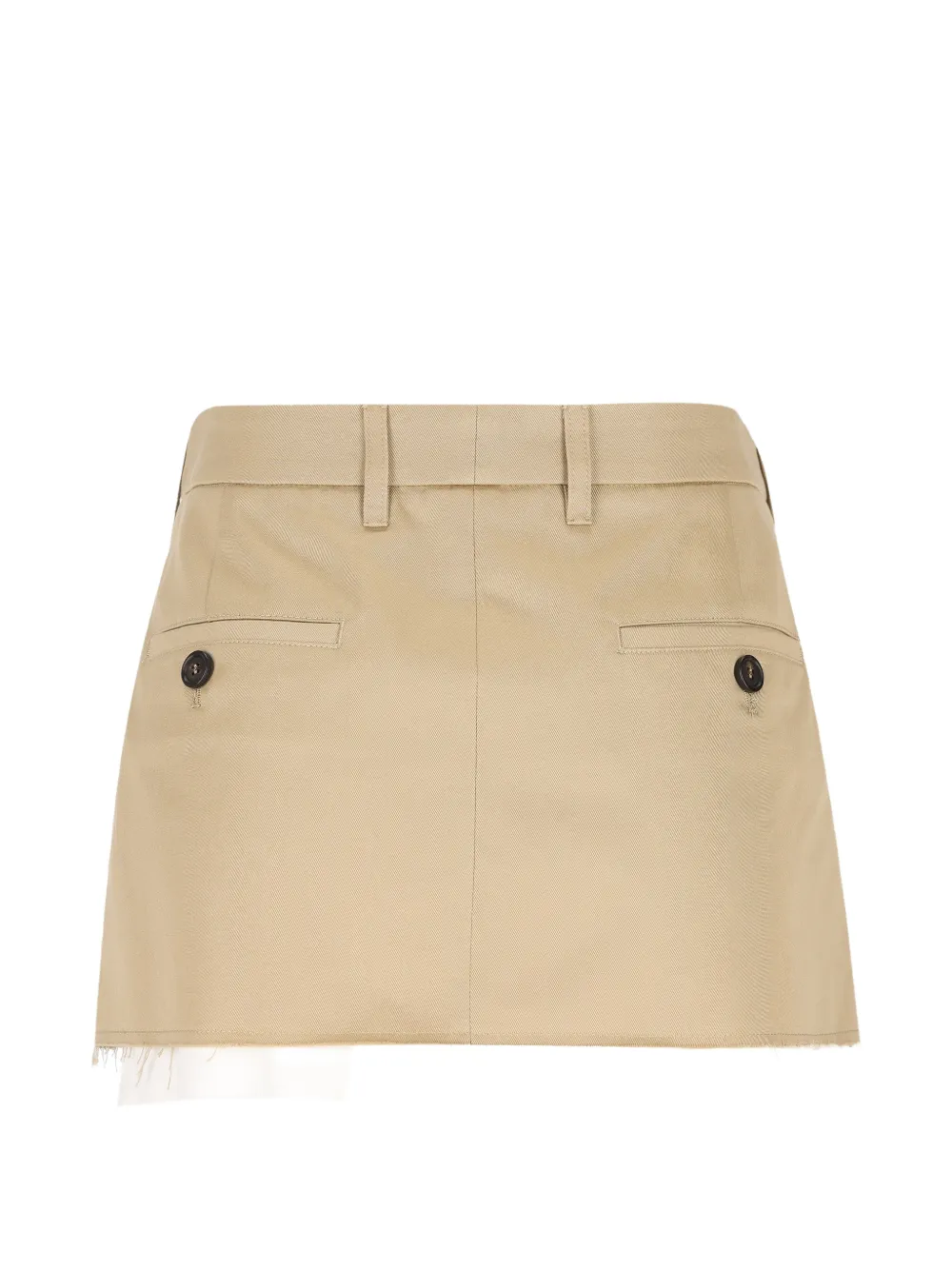 Miu Mini-plooirok met gerafelde afwerking Beige