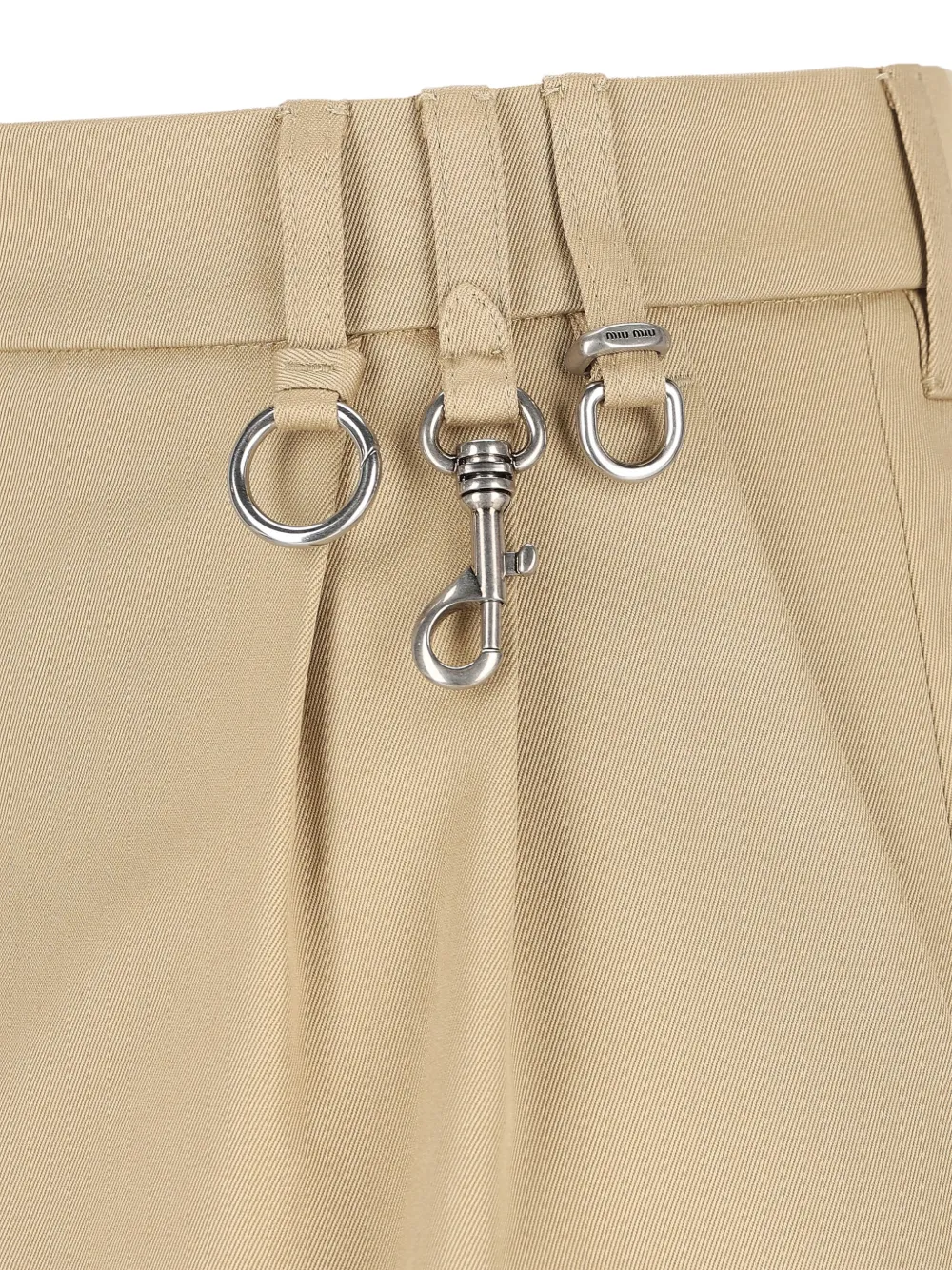 Miu Mini-plooirok met gerafelde afwerking Beige