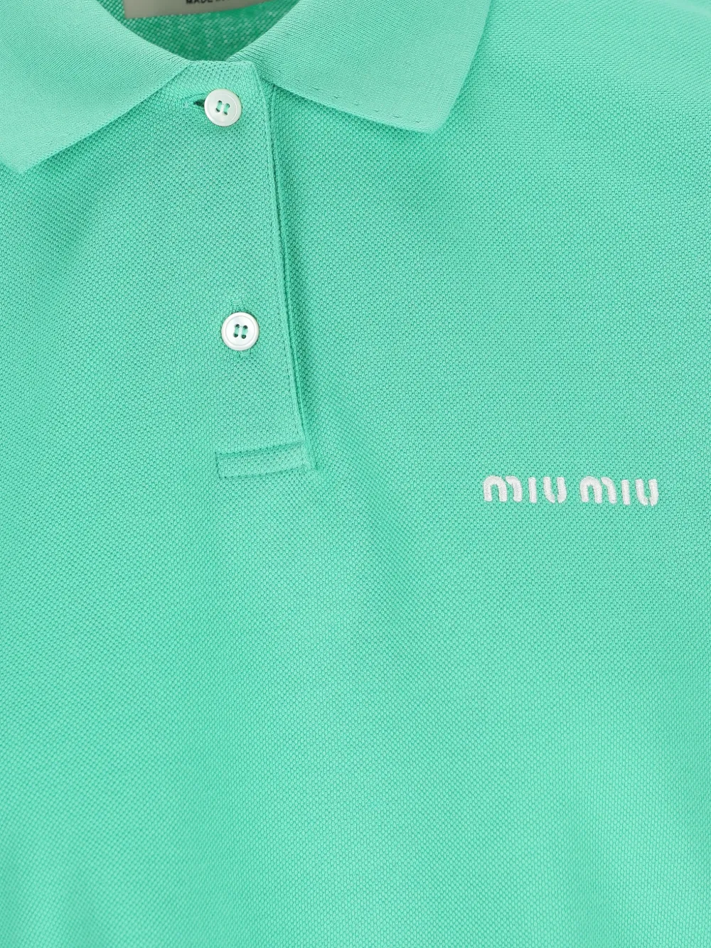 Miu Katoenen poloshirt met geborduurd logo Groen