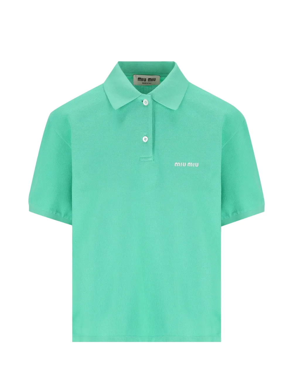 Miu Miu logo-embroidered polo shirt - Verde