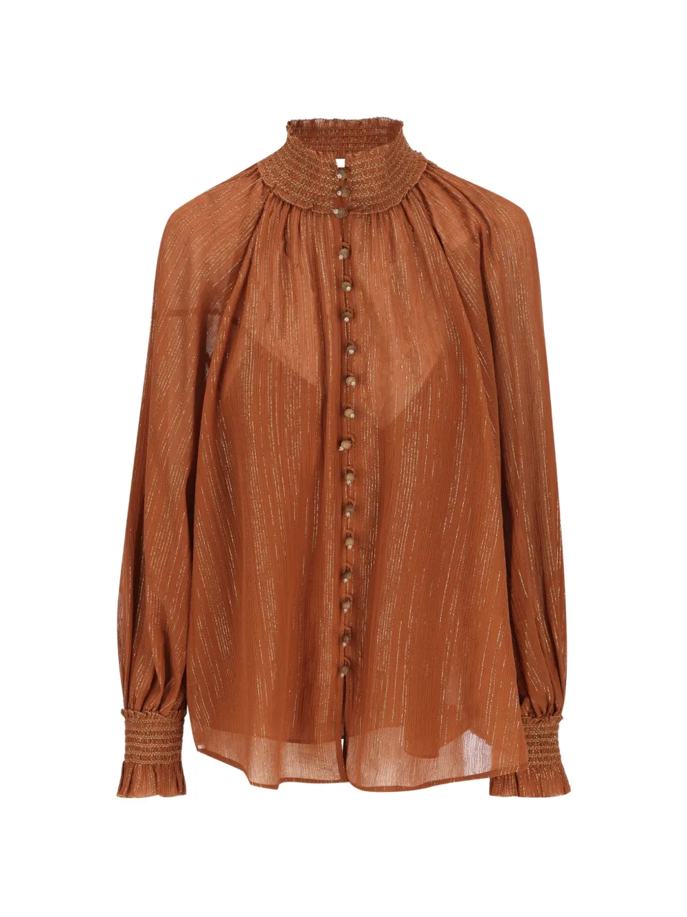 ZIMMERMANN Aster striped buttoned shirt - Marrone