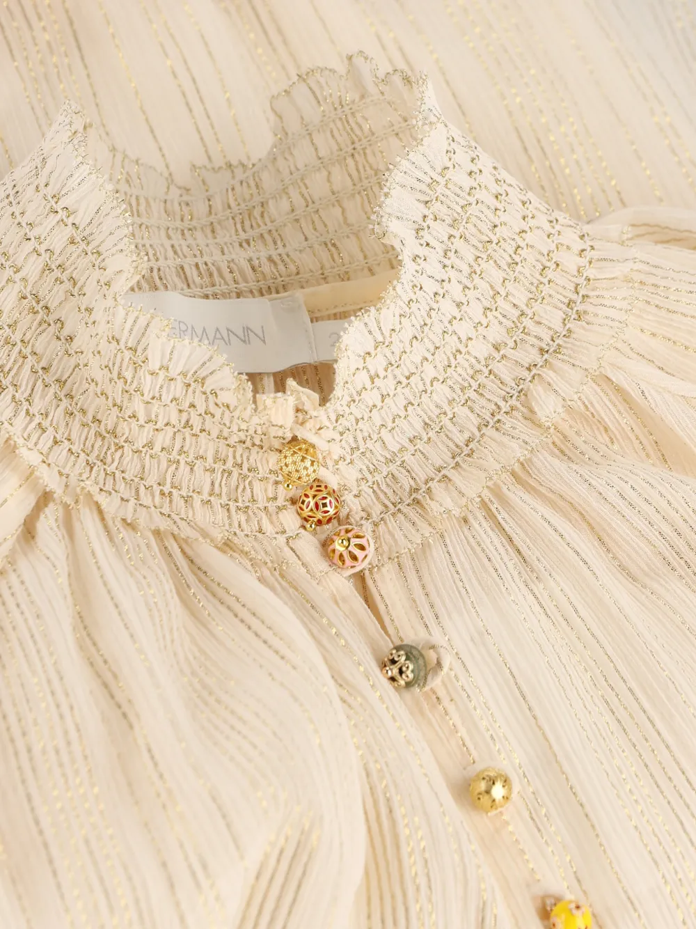 ZIMMERMANN Aster blouse met metallic streep Beige