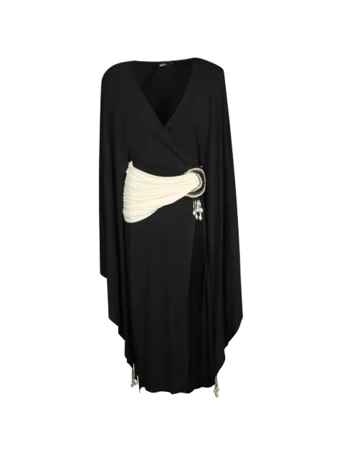 Amen bead-embellished cape-sleeve midi dress