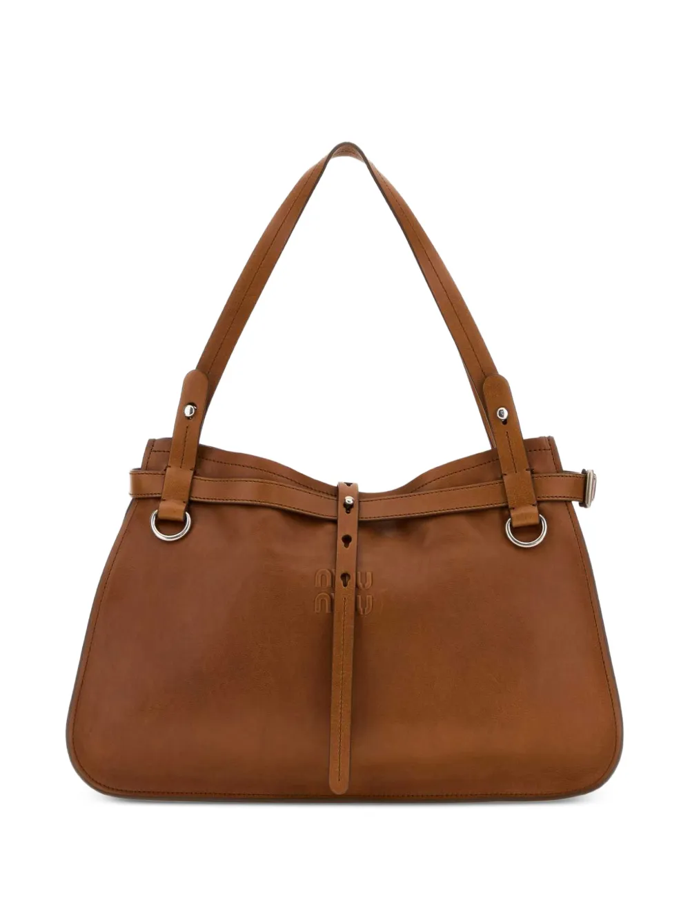 Miu Miu buckle-detail leather tote bag - Marrone