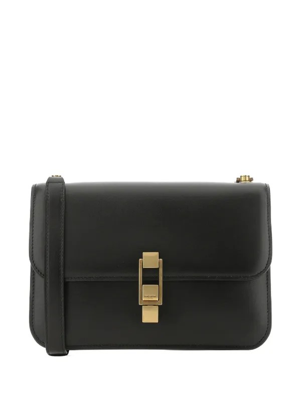 Saint Laurent Carré Leather Shoulder Bag in Black