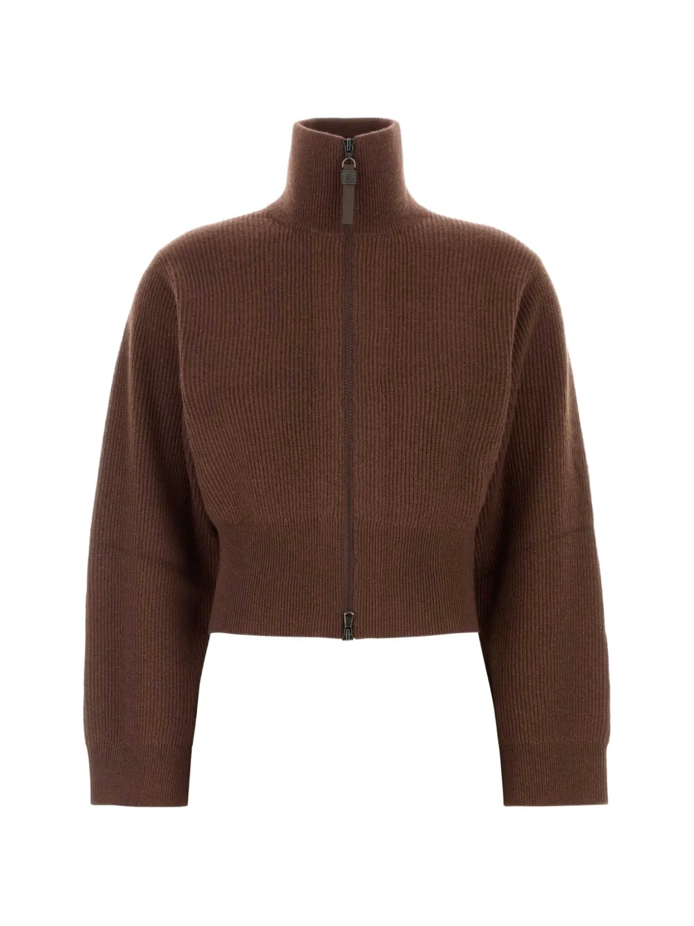 Brunello Cucinelli ribbed-knit zip-up cardigan - Braun