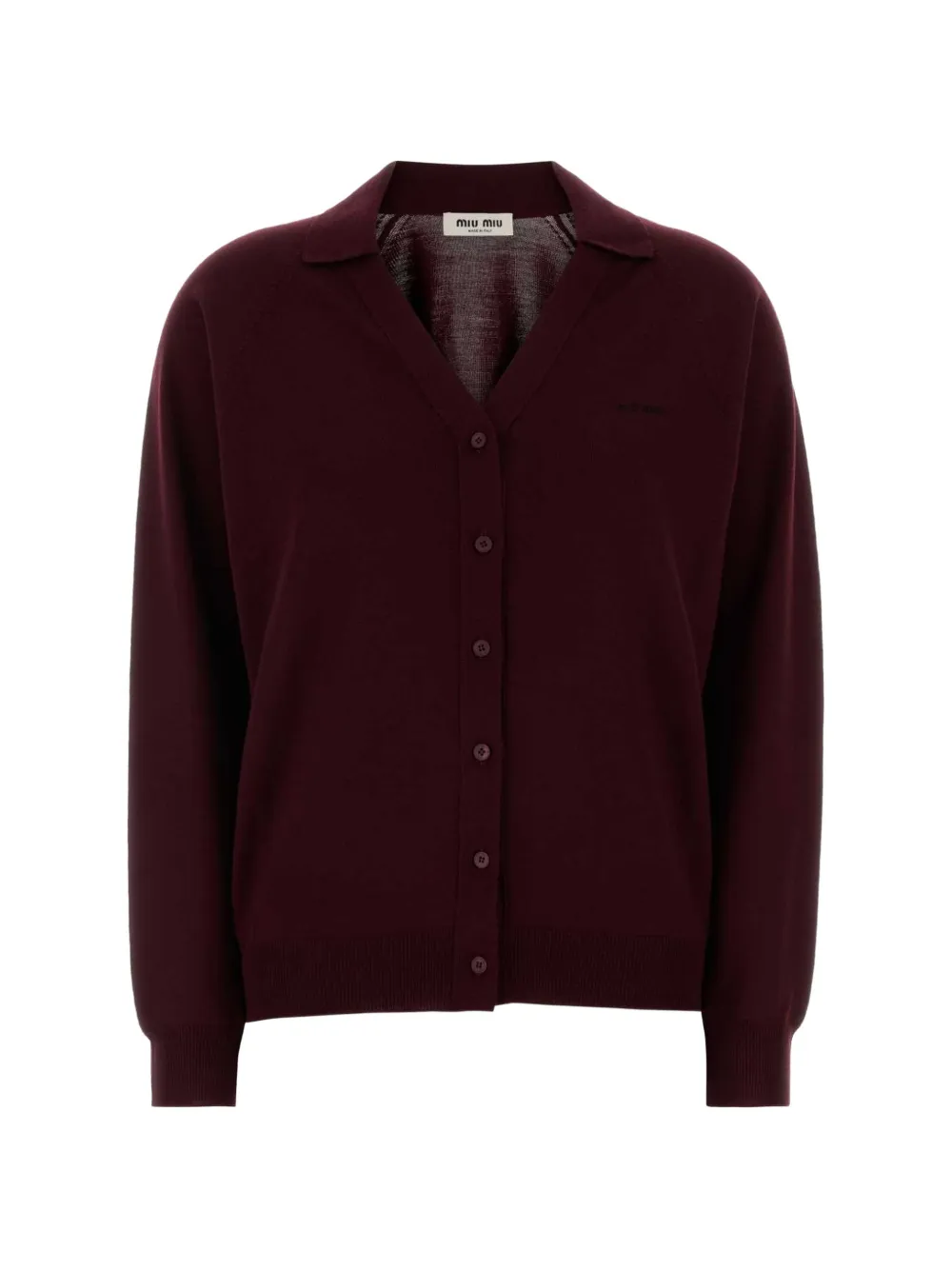 Miu Miu logo-embroidered collared cardigan - Braun
