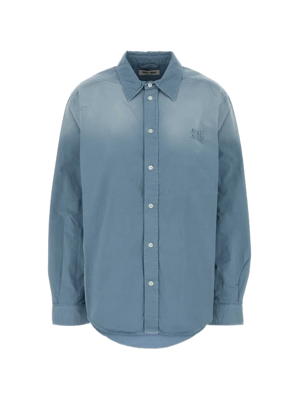 Miu Miu logo-embroidered cotton-twill shirt - Blu