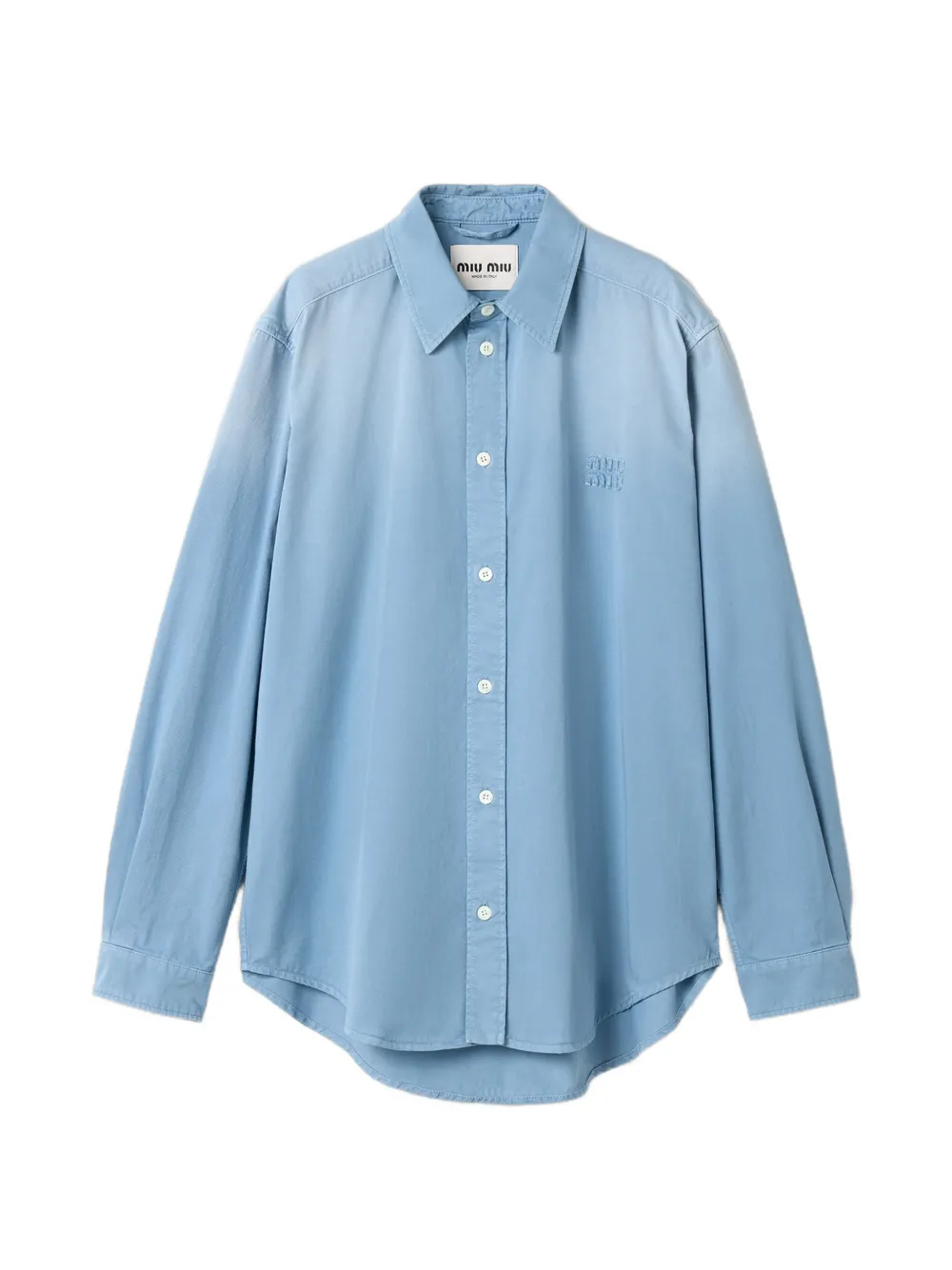 Miu Miu logo-embroidered cotton-twill shirt - Blu