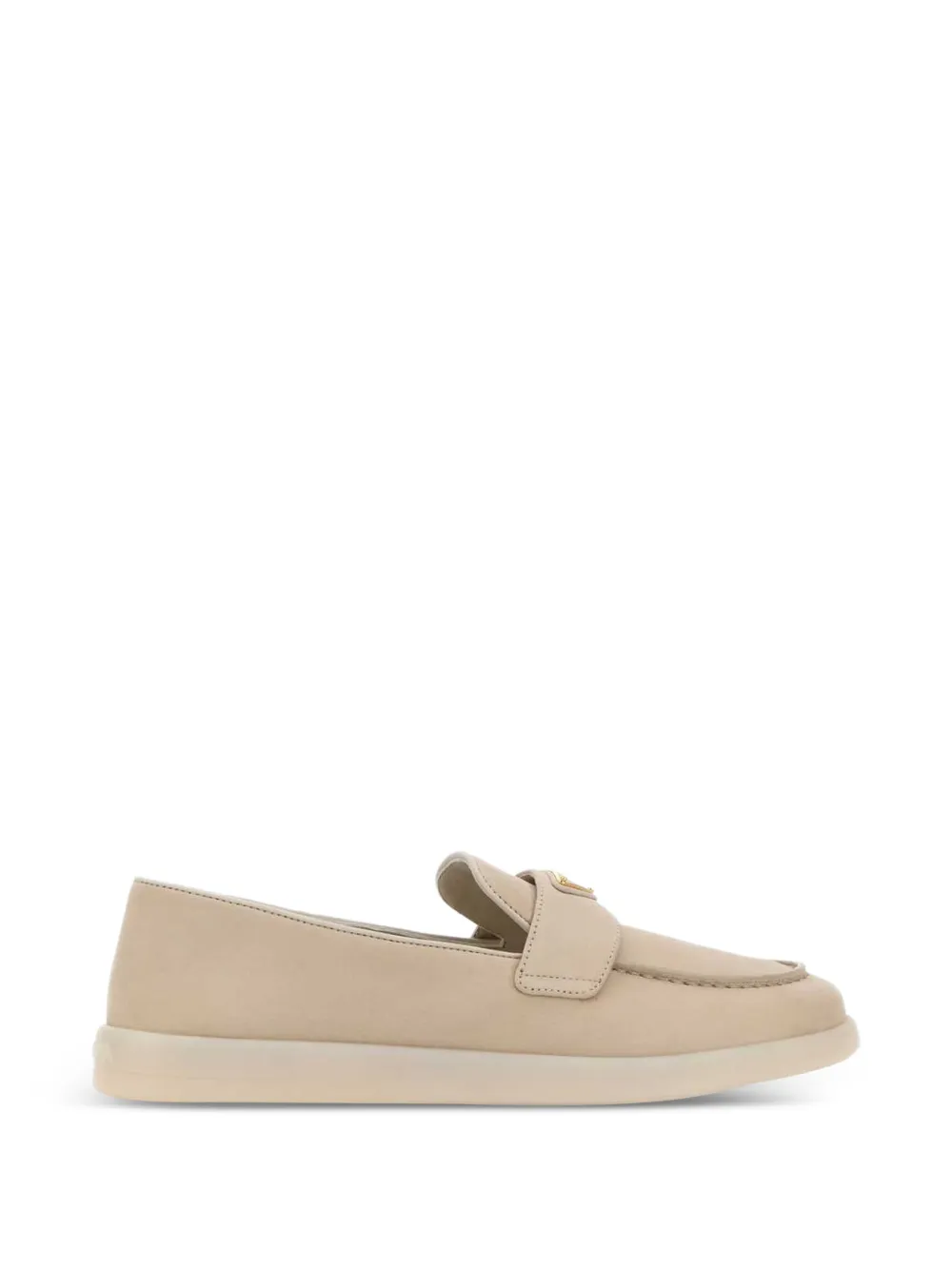 Prada Triangle-logo suede loafers Beige