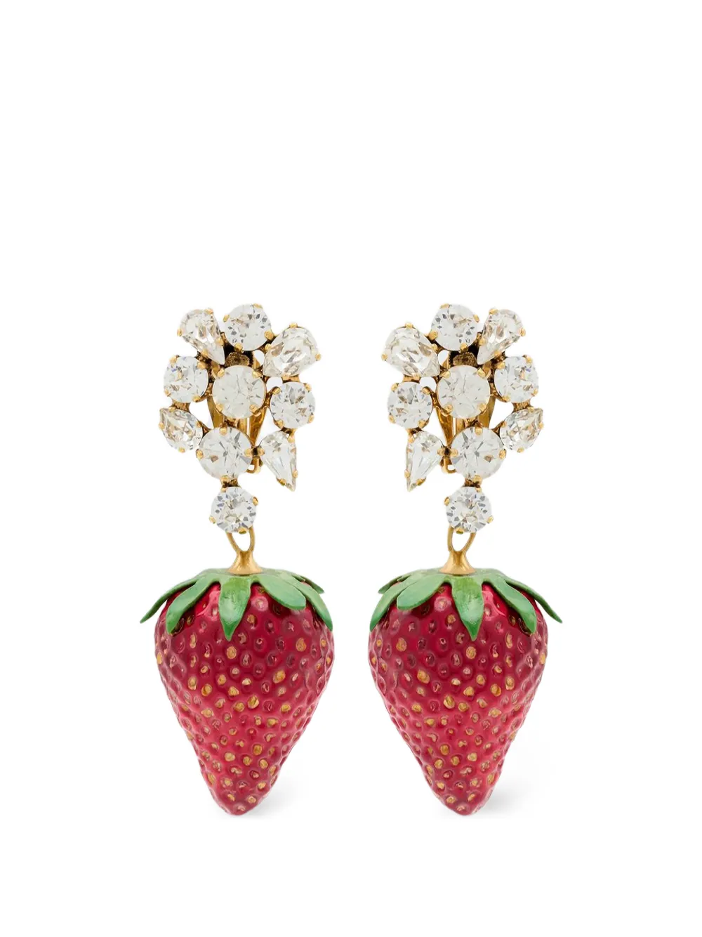 Saint Laurent crystal-embellished strawberry earrings - Gold