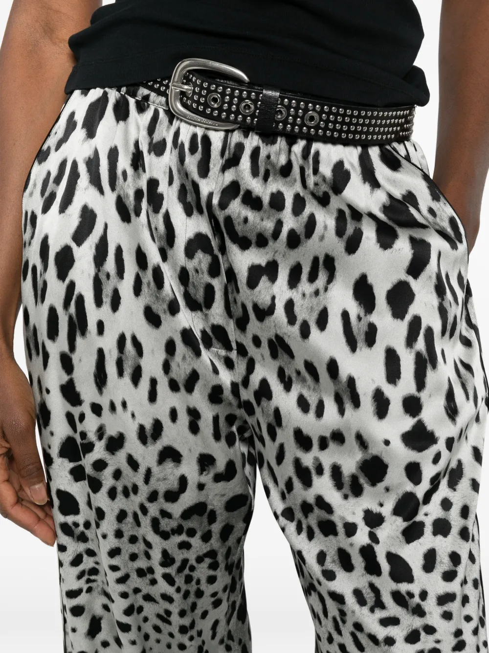 Dolce & Gabbana Satijnen pyjamabroek met luipaard-print Zwart