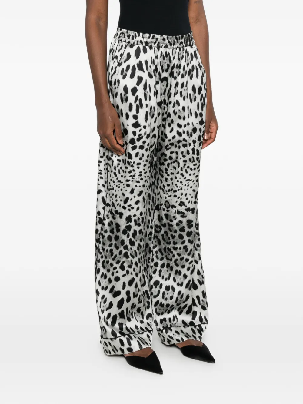 Dolce & Gabbana Satijnen pyjamabroek met luipaard-print Zwart