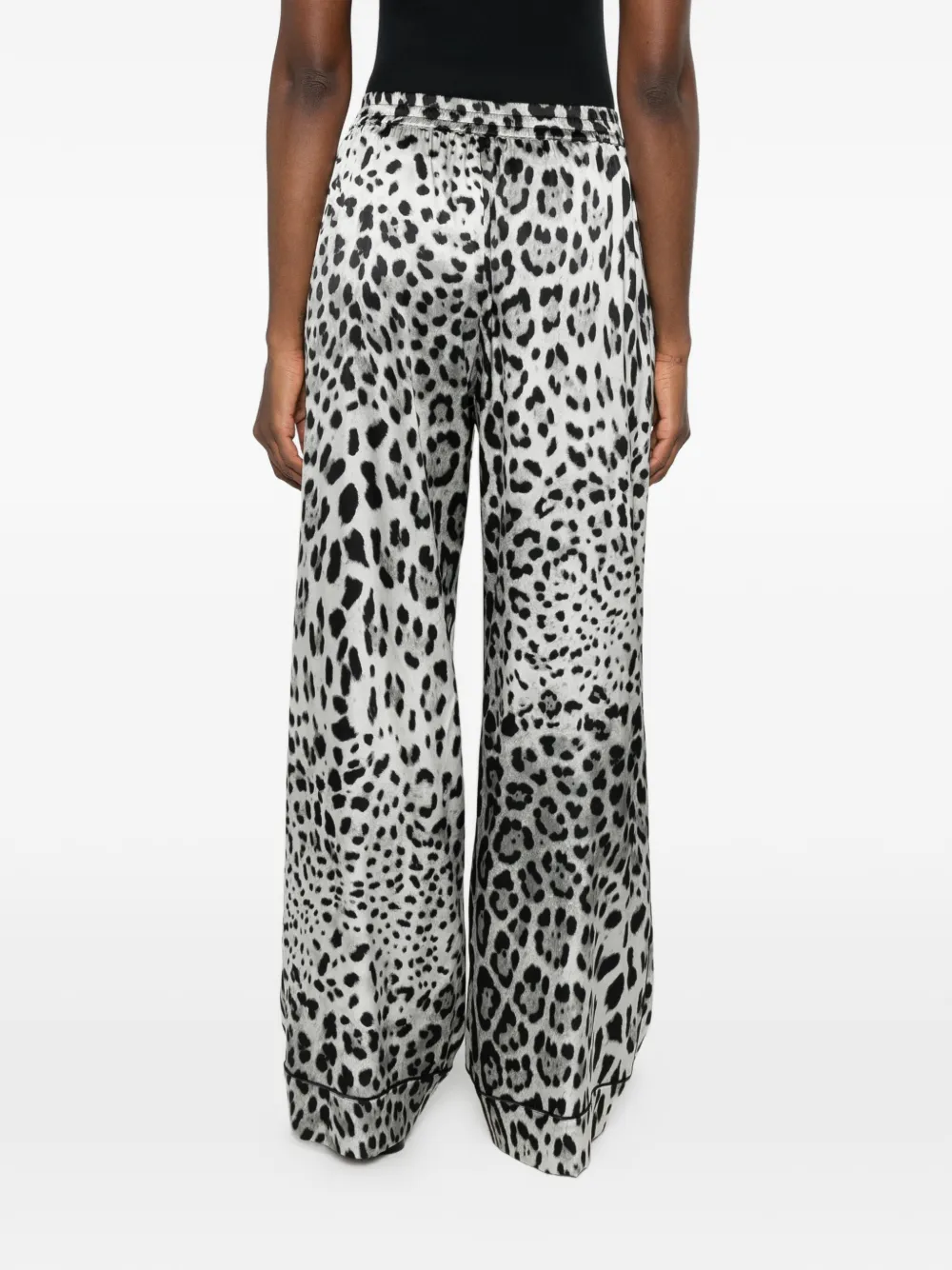 Dolce & Gabbana Satijnen pyjamabroek met luipaard-print Zwart