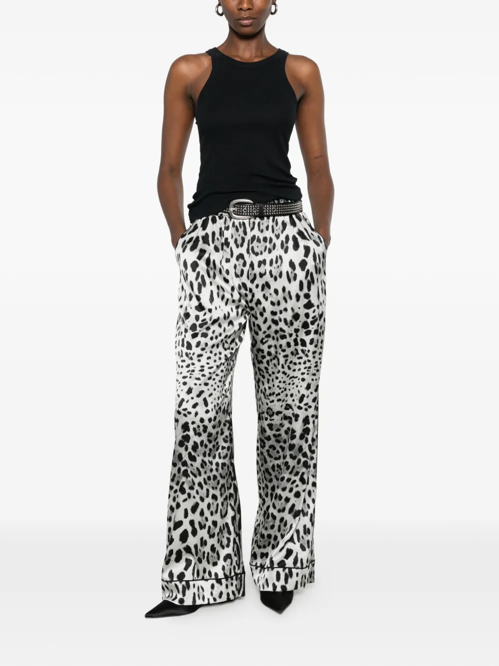 Dolce & Gabbana Satijnen pyjamabroek met luipaard-print Zwart